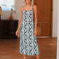 Slit Crisscross Printed Sleeveless Cami Midi Dress