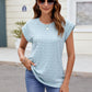 Textured Round Neck Cap Sleeve T-Shirt