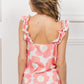 BiBi Floral Waffle Ruffled Coral Tank - Brand BiBi