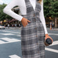 Perfee Pocketed Plaid Overall Dress
