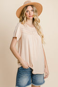 Cotton Bleu by Nu Label Eyelet Round Neck Short Sleeve T-Shirt *