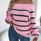 Striped Off-Shoulder Long Sleeve Sweater