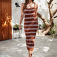 Striped Scoop Neck Spaghetti Strap Sweater Dress