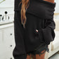 Devine Off-Shoulder Extra-Long Sleeve Sweater