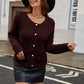 Round Neck Button Up Cardigan with Pockets