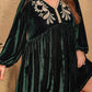 Plus Size Embroidered V-Neck Long Sleeve Dress
