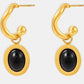 Stainless Steel Oval Drop Earrings
