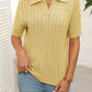 Mandy Cable Knit Johnny Collar Half Sleeve Sweater