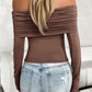 Ruched Off-Shoulder Long Sleeve T-Shirt