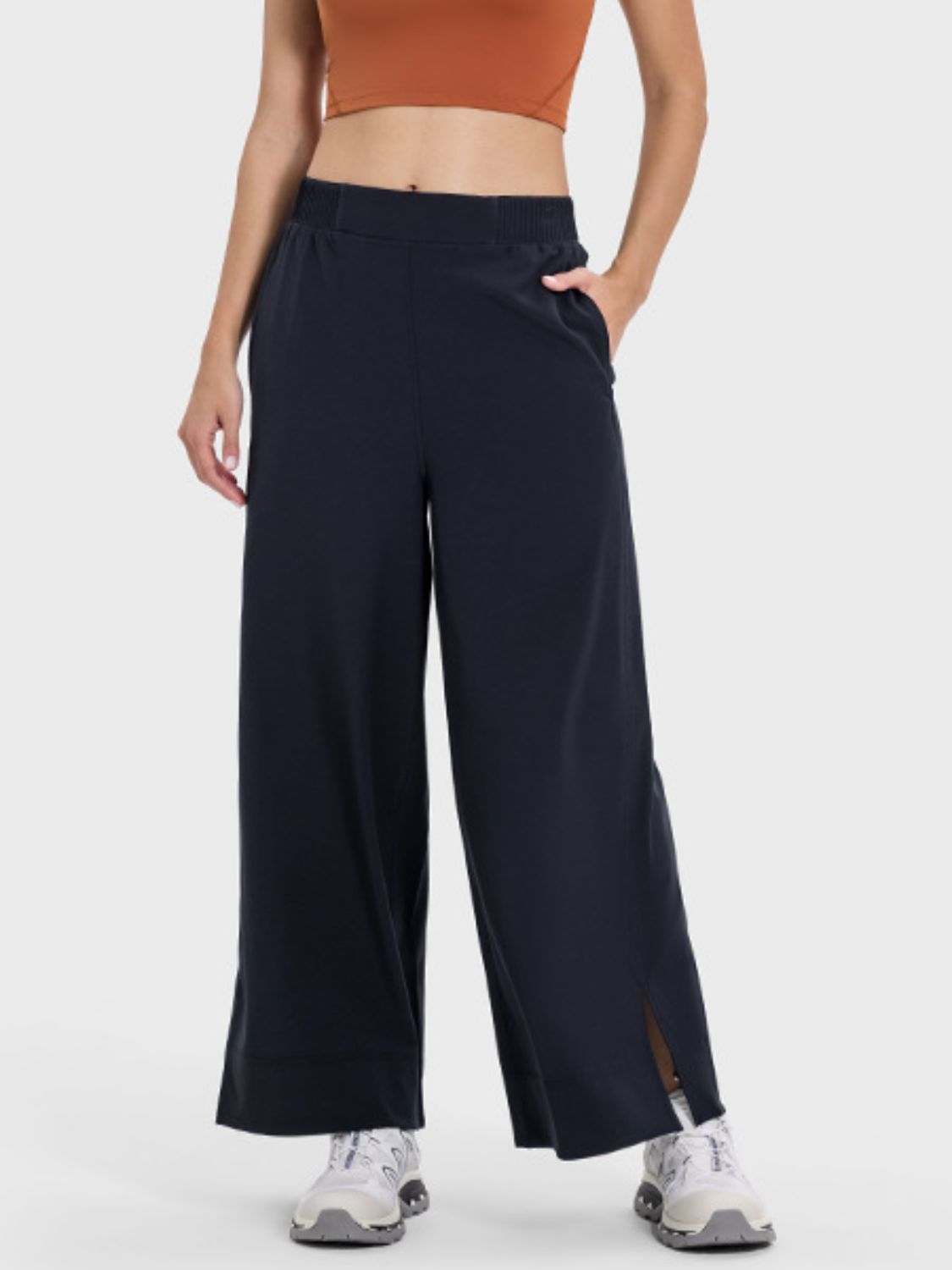 Slit Wide Leg Active Pants