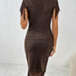 Fringe Openwork Boat Neck Knit Dress