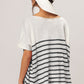 BiBi V Neck Striped Short Sleeve Top - Brand BiBi