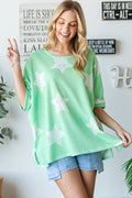 HOPELY Star Pattern Oversized Waffle T-Shirt *