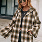 Pocketed Plaid Long Sleeve Hooded Jacket