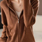 Drawstring Zip Up Long Sleeve Hooded Sweater