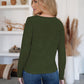 Button Up Round Neck Long Sleeve Cardigan