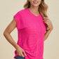 Double Take Full Size Cable-Knit Round Neck Cap Sleeve Sweater