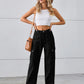 Drawstring Mid-Rise Waist Straight Cargo Jeans