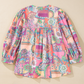 Printed Tie Neck Three-Quarter Sleeve Blouse