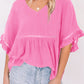 SO YOU V-Neck Flounce Sleeve Babydoll Blouse