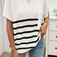 Devine Striped Round Neck Short Sleeve Sweater