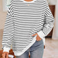 Lovelet Striped Round Neck Long Sleeve Sweatshirt