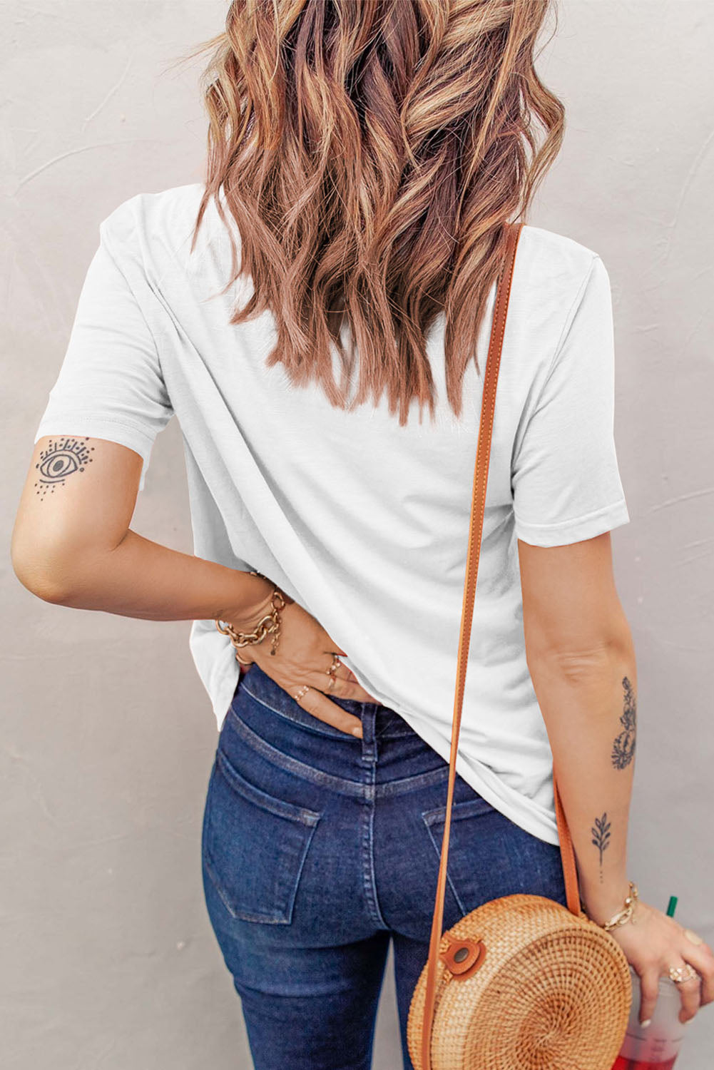 Full Size Cutout Graphic Round Neck Short Sleeve T-Shirt