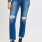 RISEN Full Size High Rise Distressed Crop Straight Jeans
