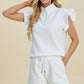 Double Take Full Size Texture Flounce Sleeve Top and Shorts Set