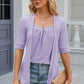 Full Size Eyelet Half Sleeve T-Shirt