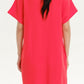 Slit Notched Short Sleeve Mini Dress