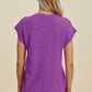 Double Take Full Size Cable-Knit Round Neck Cap Sleeve Sweater