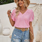 Twisted Heart V-Neck Short Sleeve Blouse