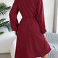 Collared Neck Long Sleeve Dress with Pockets