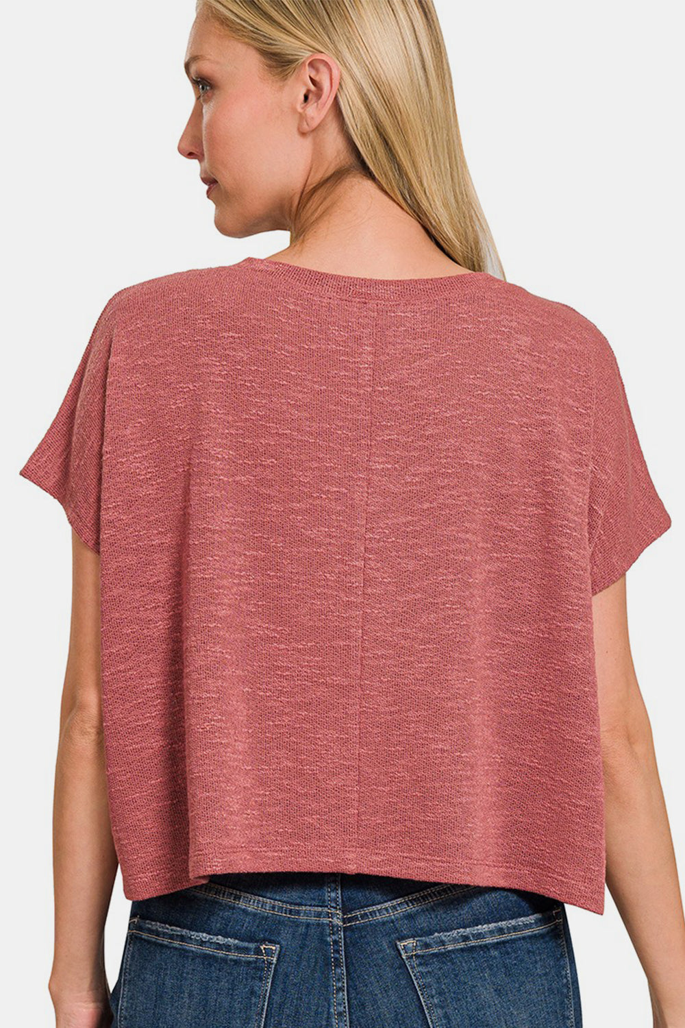 Zenana V-Neck Short Sleeve Crop T-Shirt *