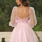 Sweetheart Neck Balloon Sleeve Mini Dress
