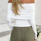 Ruched Off-Shoulder Long Sleeve T-Shirt