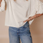 Pearl Detail Round Neck Half Sleeve Blouse