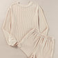Round Neck Long Sleeve Top and Shorts Set