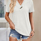 Full Size Eyelet V-Neck Short Sleeve Top