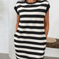 Contrast Striped Round Neck Short Sleeve Mini Dress