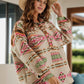 Geometric Half Button Long Sleeve Sweatshirt