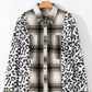 Plus Size Leopard Plaid Button Up Long Sleeve Shacket