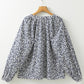Floral Print Notched Long Sleeve Blouse