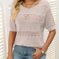 Openwork Round Neck Half Sleeve Knit Top