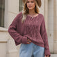 Round Neck Dropped Shoulder Long Sleeve Sweater