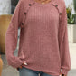 Full Size Decor Button Long Sleeve Ribbed T-Shirt
