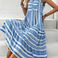 Frill Printed Notched Sleeveless Mini Dress