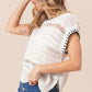 BiBi Stitch Edge Pointelle Side Slit Sweater Vest - Brand BiBi