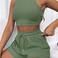 Full Size Round Neck Top and Drawstring Shorts Set
